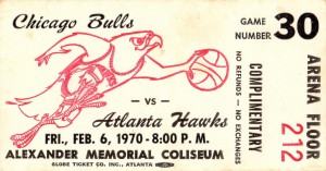 1970 Atlanta Hawks vs. Chicago Bulls Basketball Ticket Art 